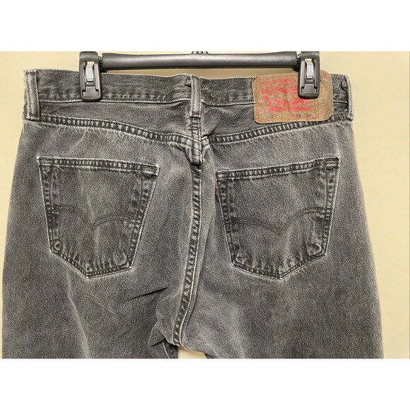 VTG 90s Levis 501 Jeans Mens 34x34 Black Straight Leg Button Fly USA Denim - Picture 7 of 14